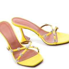 Floral Embellished Square Toe Heels