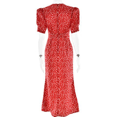 Half-Sleeve Polka Dot Midi Dress