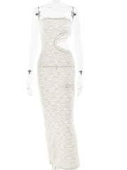 Strapless Lace Cutout Maxi Dress