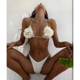 White embellished bikini set