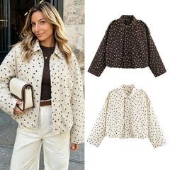 Polka Dot Turn Down Collar Jacket