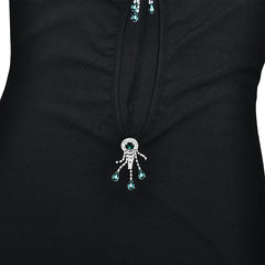 Black Hollow Out Pearl Tassel Maxi Bodycon Dress - Club & Party Wear