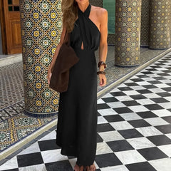 Halter neck cutout maxi dress