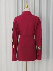 Round Sequins Long Sleeve Shirt and Mini Skirt Set