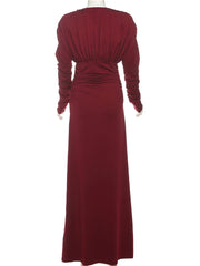 Maroon evening gown on a white background