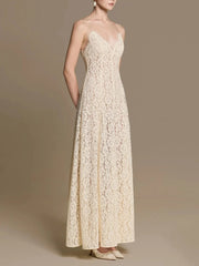 Lace spaghetti strap maxi dress