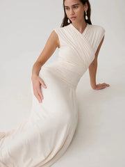 Cross neck draped maxi dress