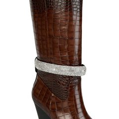 Embellished Pointed Toe Knee-High Western Boots