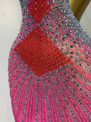 Pink Sparkle Embellished Side Cutout Dress