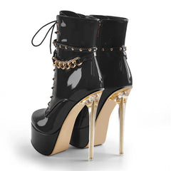 Patent Lace Up Platform Boots