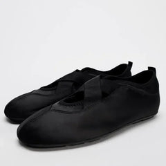 Crisscross Strap Satin Ballet Flats