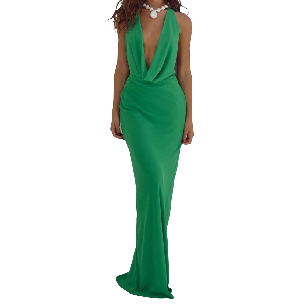 Green evening gown on a white background