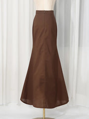 Brown Peplum Blazer and Mermaid Skirt Set