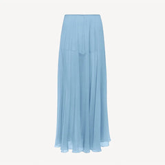 Sheer Chiffon Ruffle Blouse & Flowing Maxi Skirt Set