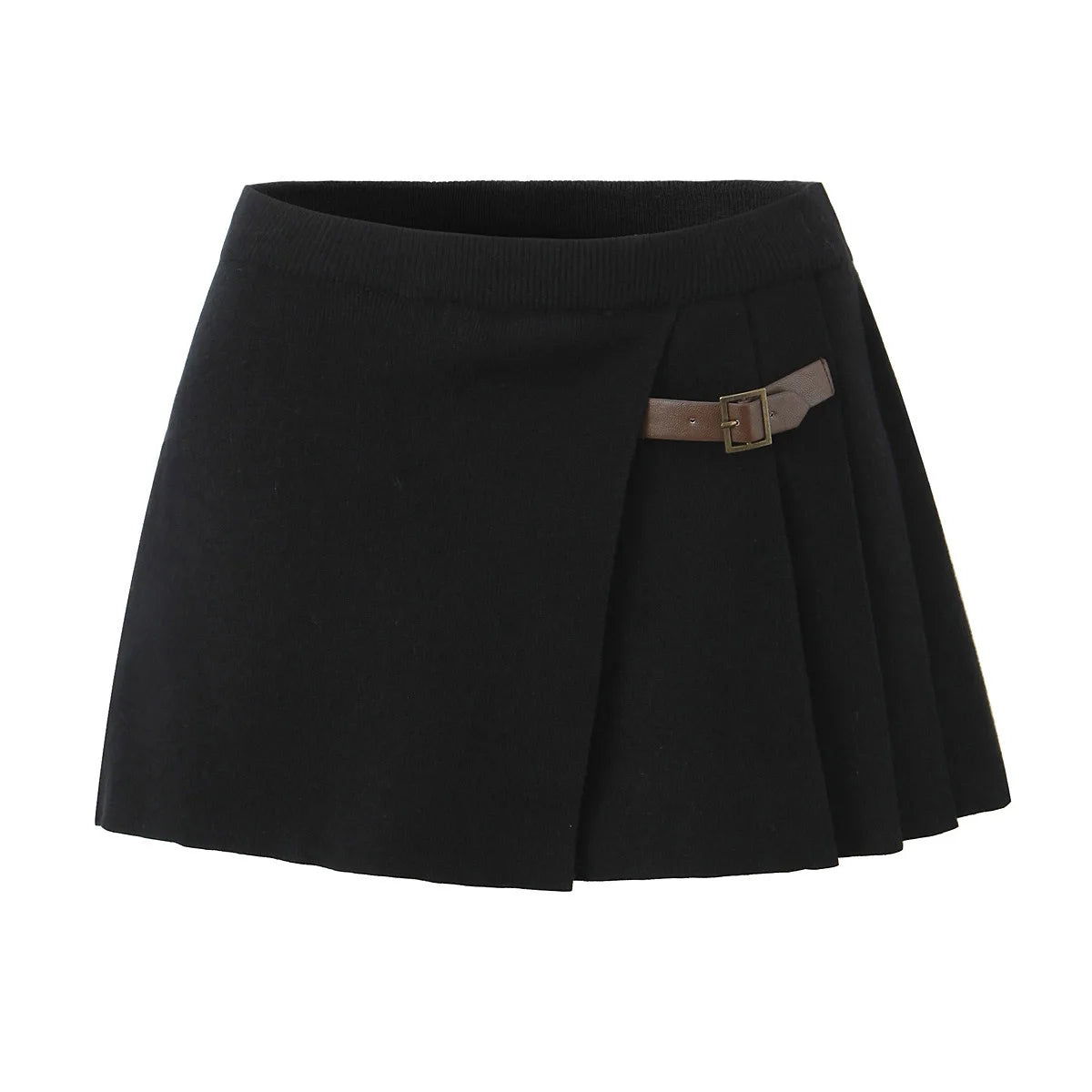 Black skirt with a belt on a white background