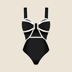 Bow Detail Polka Dot Tankini Swimsuit with Skirt