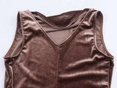 Brown velvet vest on a light gray background