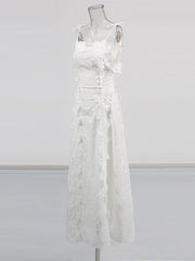 White lace dress on a mannequin against a white background