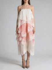 Sleeveless Lace Trim Dress
