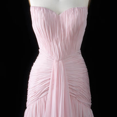 Pink Strapless Chiffon Trumpet Evening Dress