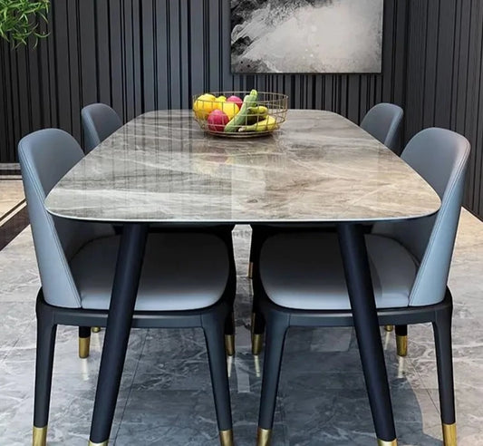 Rectangular Marble Dining Set 4 Chairs With Table