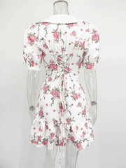 Puff Sleeve Ruffled Collar Mini Dress