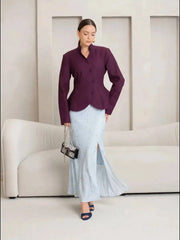 Diagonal Button Peplum Blazer