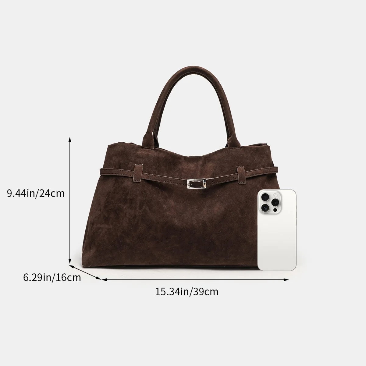 versatile faux suede shoulder tote bag