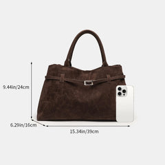 versatile faux suede shoulder tote bag
