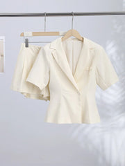 Linen Blazer and Pleated Shorts Set