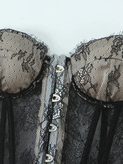 Black Lace Tie Up Corset Top