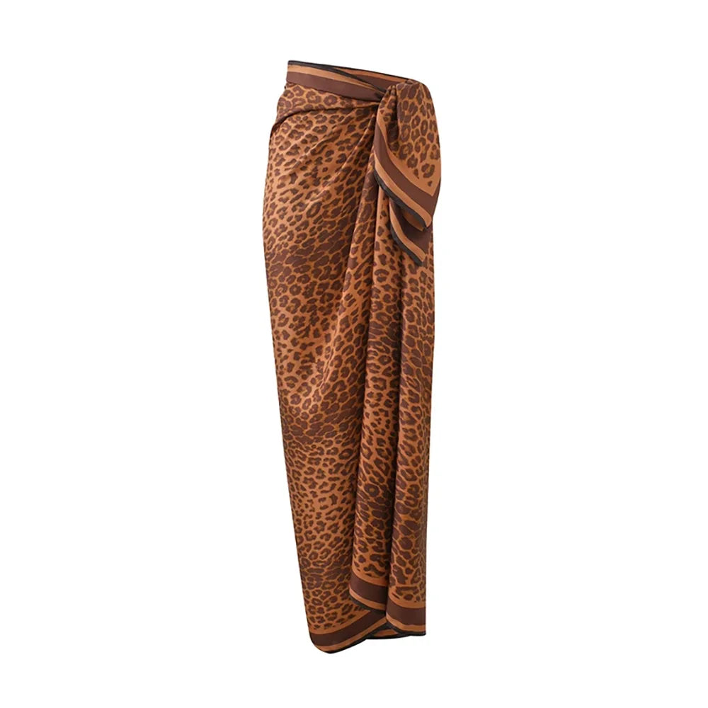 Leopard print wrap-style sarong