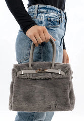 Faux Fur Top Handle Handbag