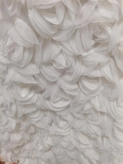 White Flower Applique Halter Dress with Sculpted V-Neck