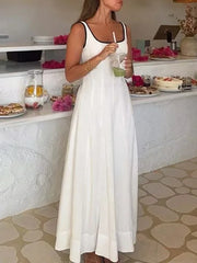 White Minimalist Maxi Dress | Effortless Summer Outfit