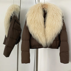Cropped Fur Collar Puffer Jacket