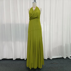 Halter Neck Draped Maxi Dress