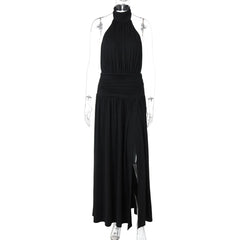 Black halter neck dress on a mannequin
