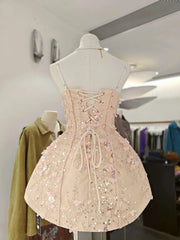 Floral Appliqué Sequin Mini Dress