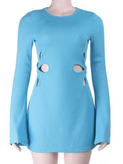 Ribbed Mini Dress with Petal Cutouts