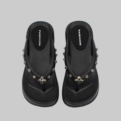 Studded Platform Thong Sandals