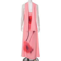 Prink Floral Print Strapless Straight Maxi Dress
