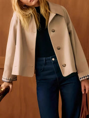 Checked cropped lapel jacket