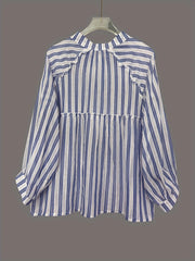 Striped Balloon Sleeve Shirt Top