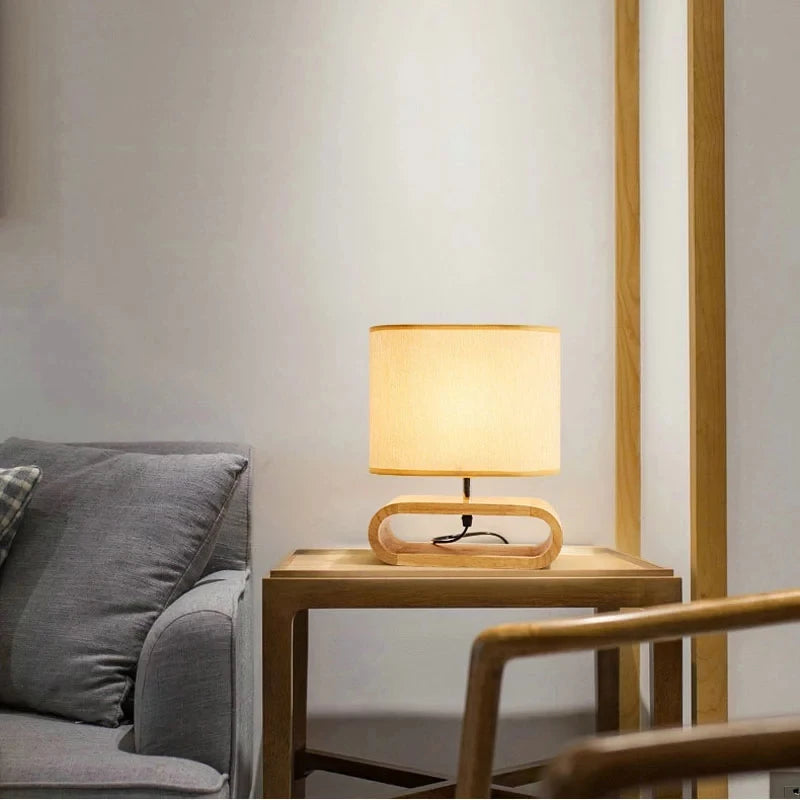 Solid Wood Table lamp Art Decor LED Lighting Fixture