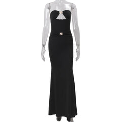 Strapless Cut-Out Shell Maxi Dress