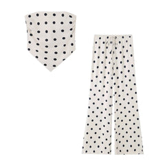 Polka Dot Tube Top and Wide Leg Pants Set