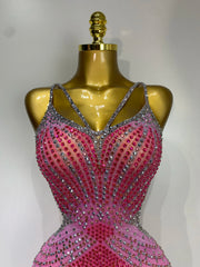 Pink Sparkle Embellished Side Cutout Dress