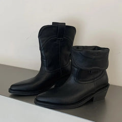 Black pointed toe ankle boots