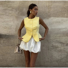 Sculpted Vest & Bubble Skirt Set | Bold Street Style 2-Piece Look